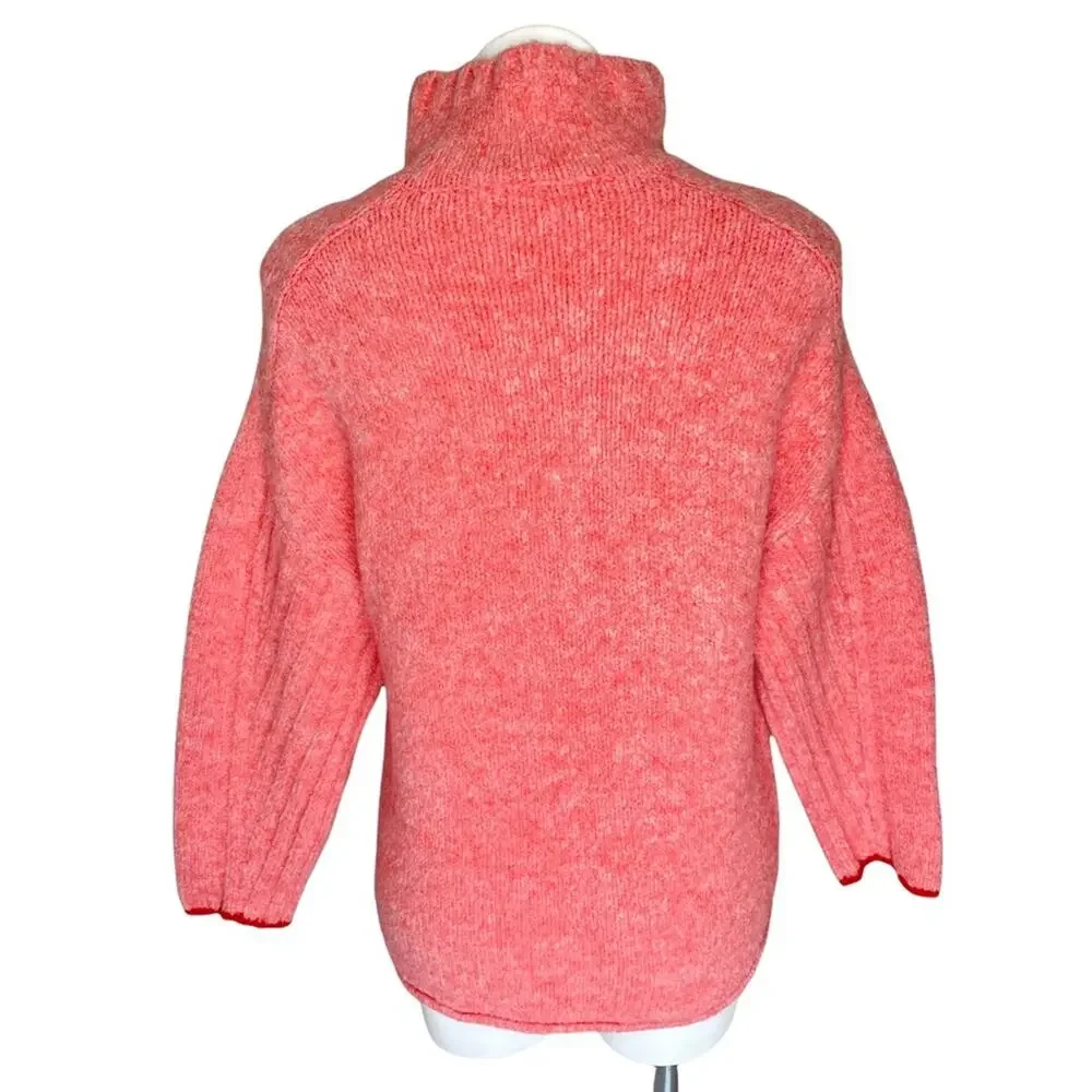 Anthropologie Moth Pink Turtleneck Sweater XS Wool Blend Oversized Cozy